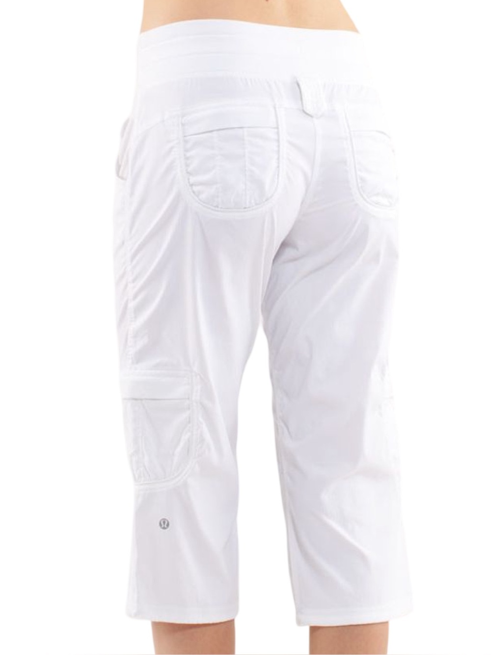 Lululemon Yoga Camp Crop Pants White Cargo Drawstring Size 6